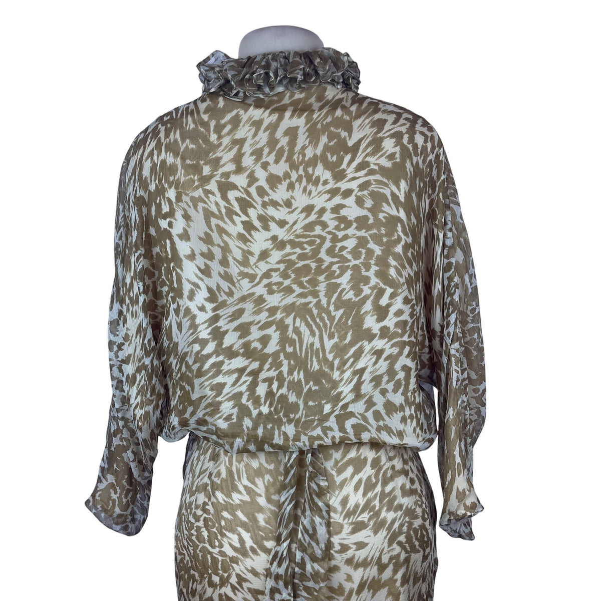 Sarah Horne Design Women’s Beige White Animal Print Skirt & Blouse Set