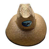 Outer Banks NC Straw Wide-Brimmed Sun Hat With Chin Strap Unisex Beige & Brown