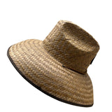 Outer Banks NC Straw Wide-Brimmed Sun Hat With Chin Strap Unisex Beige & Brown