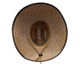 Outer Banks NC Straw Wide-Brimmed Sun Hat With Chin Strap Unisex Beige & Brown