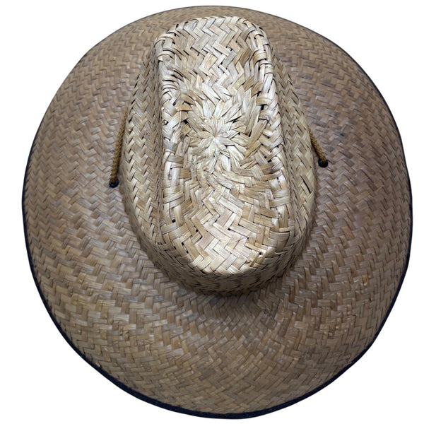 Outer Banks NC Straw Wide-Brimmed Sun Hat With Chin Strap Unisex Beige & Brown