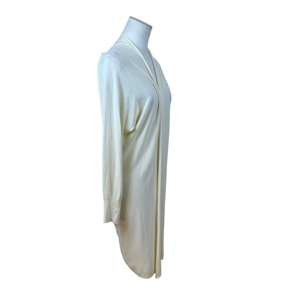 Kontatto Womens Ivory Viscose & Polyester Open Front Long Cardigan Sweater