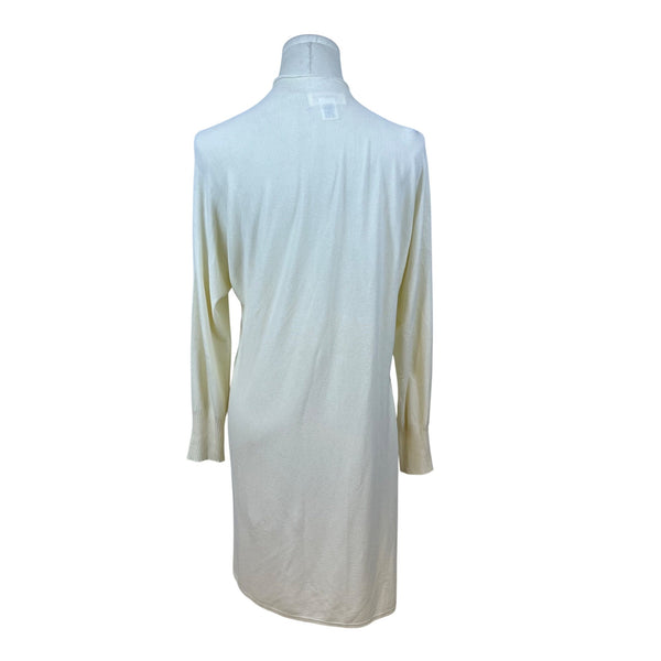 Kontatto Womens Ivory Viscose & Polyester Open Front Long Cardigan Sweater