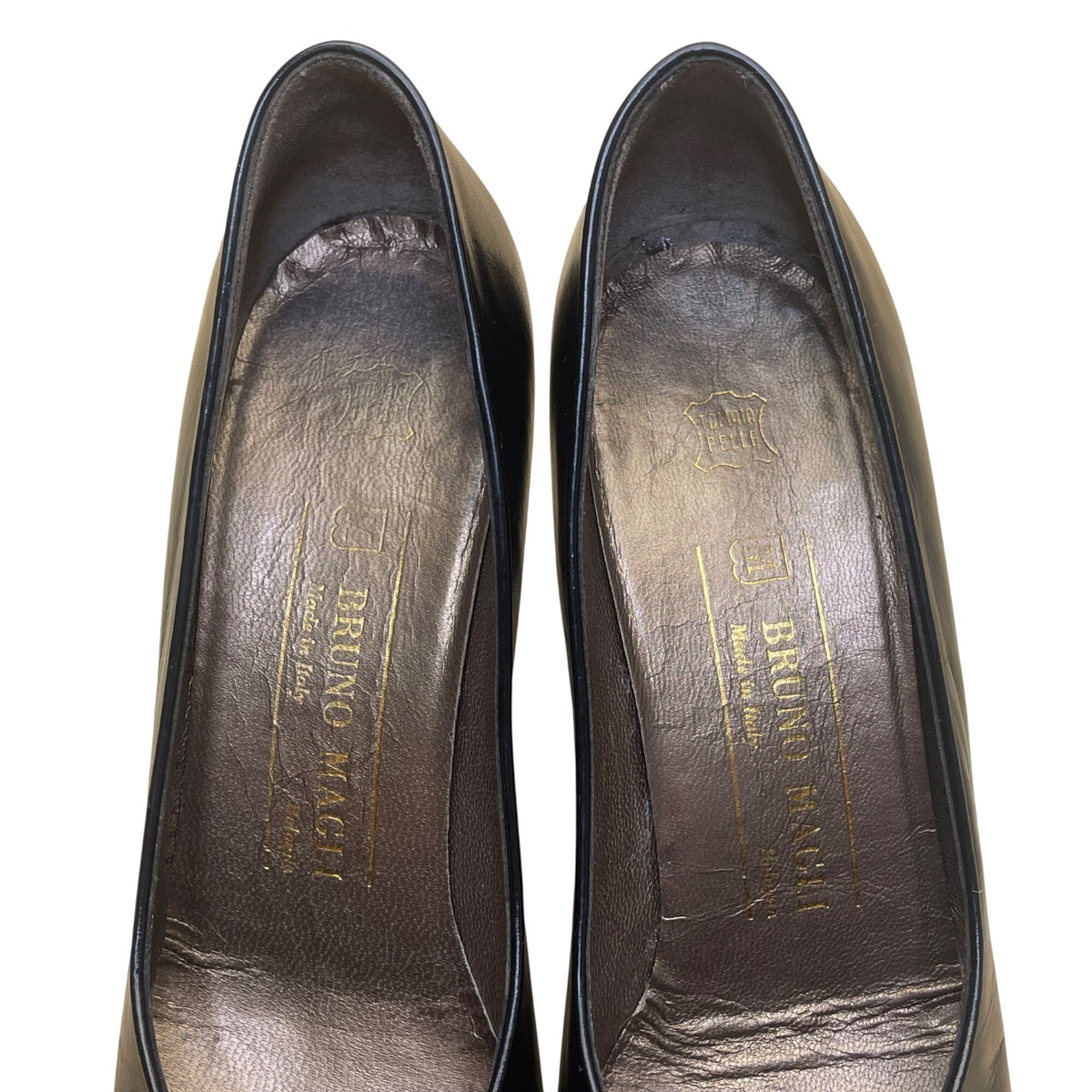 Bruno Magli Women’s Black Leather Peep Toe Heels AAA Narrow Pumps Size 7