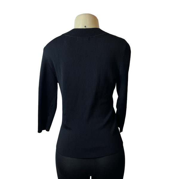 Valerie Steven’s Women's Black V- Neck Long Sleeve Surplice Shirt Sz PL