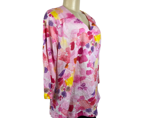 Parsley & Sage Womens V-Neck Floral Print Top Shirt Sz M - New