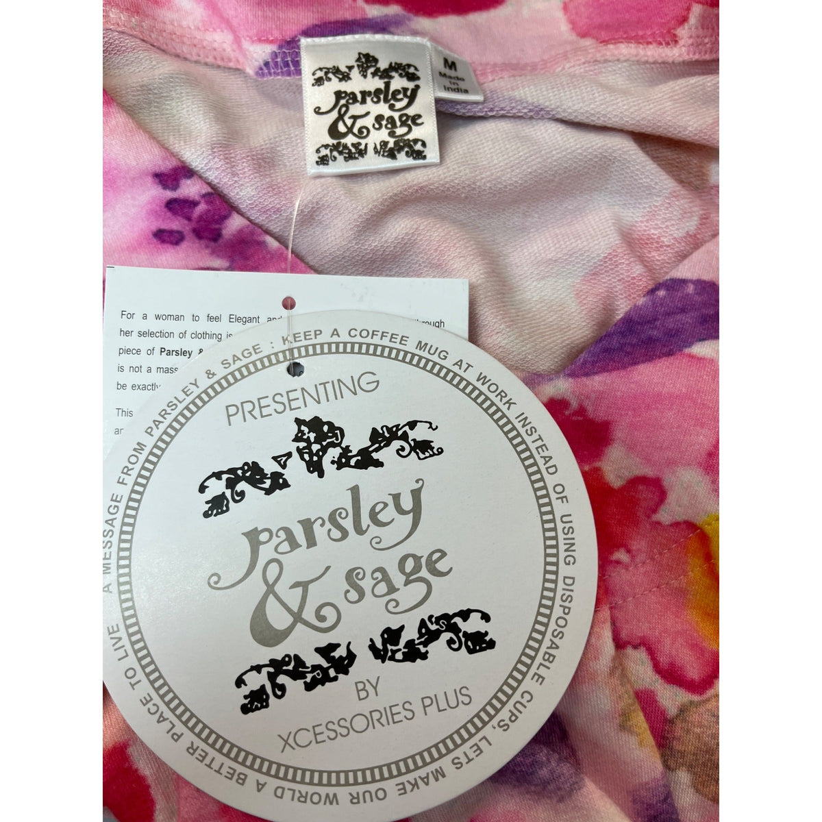 Parsley & Sage Womens V-Neck Floral Print Top Shirt Sz M - New