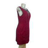 Moulinette Soeurs Sleeveless Red Textured Dress Women’s Embellished Neck Sz 10