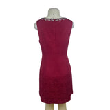 Moulinette Soeurs Sleeveless Red Textured Dress Women’s Embellished Neck Sz 10