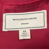 Moulinette Soeurs Sleeveless Red Textured Dress Women’s Embellished Neck Sz 10