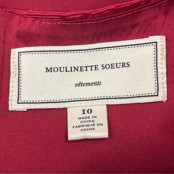 Moulinette Soeurs Sleeveless Red Textured Dress Women’s Embellished Neck Sz 10