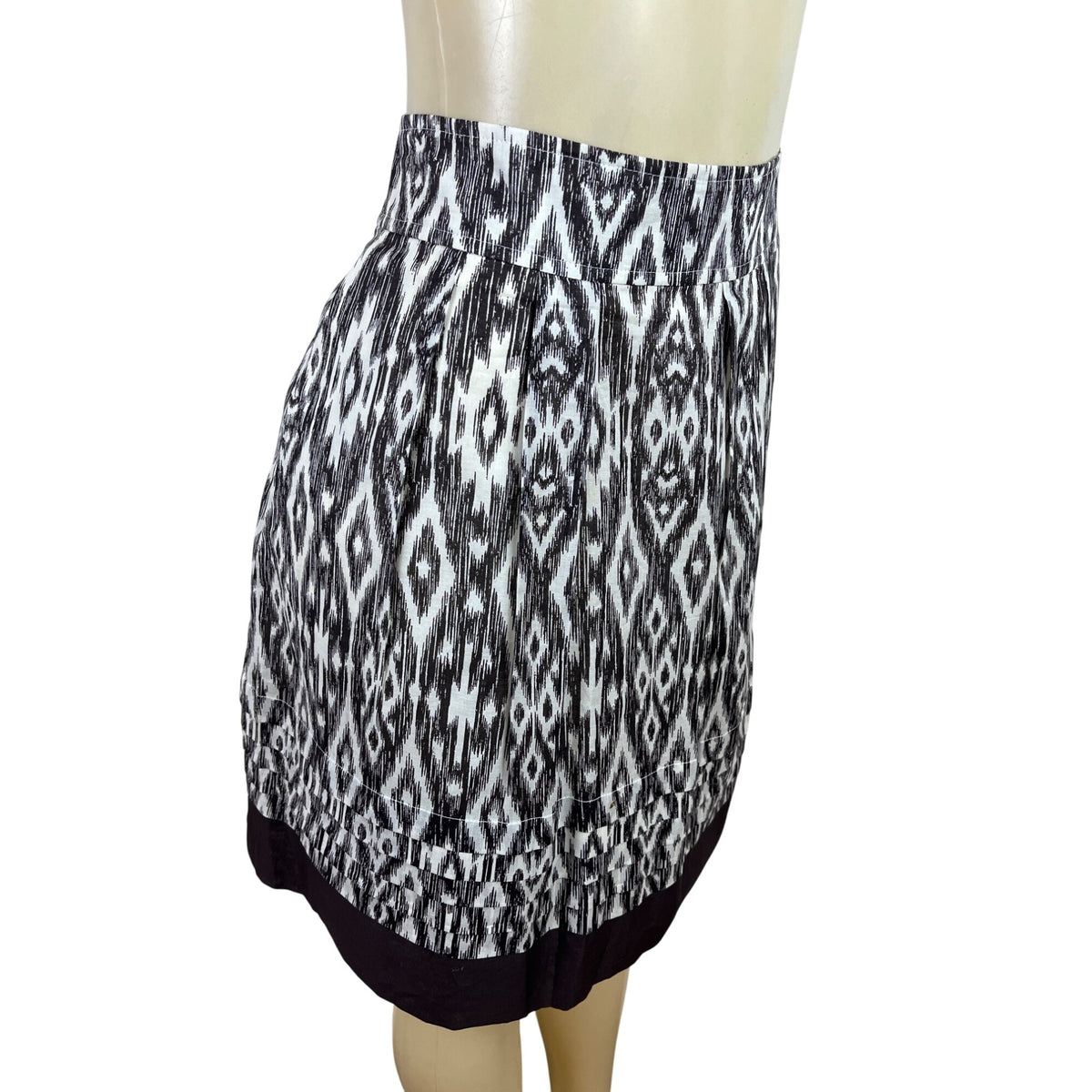 Ann Taylor Womens Brown & White Ikat Patterned Cotton Skirt Size 2 - New