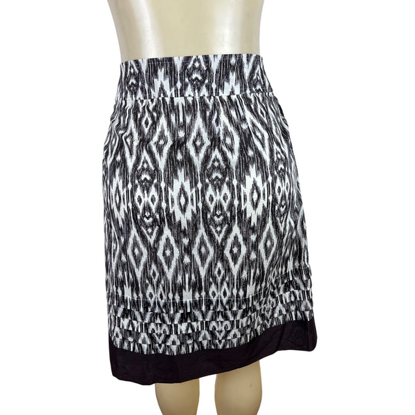 Ann Taylor Womens Brown & White Ikat Patterned Cotton Skirt Size 2 - New