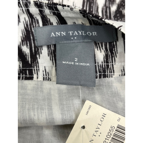 Ann Taylor Womens Brown & White Ikat Patterned Cotton Skirt Size 2 - New