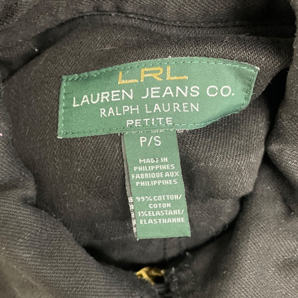Ralph Lauren Womens Black Stretch Denim Jacket Petite With Gold Hardware Sz P/S