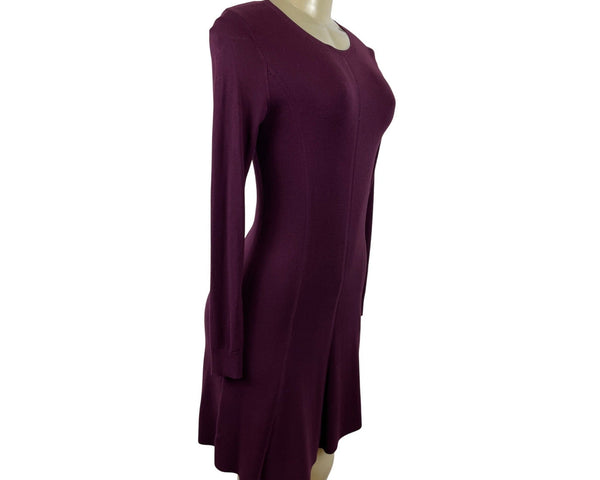 Ann Taylor Womens Burgundy Long Sleeve Fit & Flare Dress Sz XXS