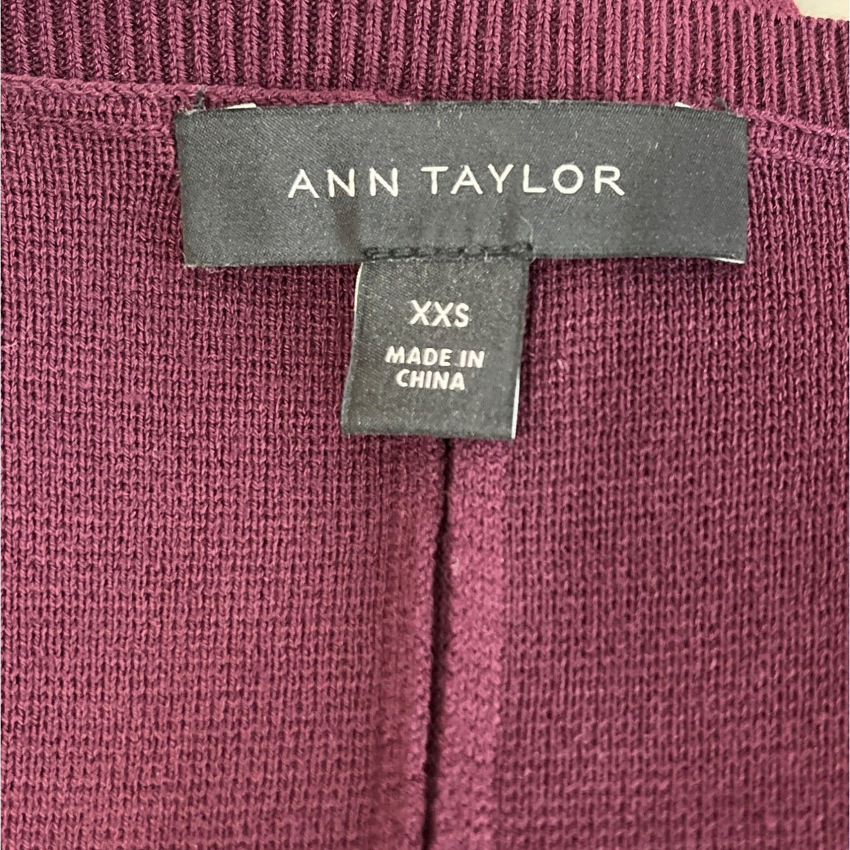 Ann Taylor Womens Burgundy Long Sleeve Fit & Flare Dress Sz XXS