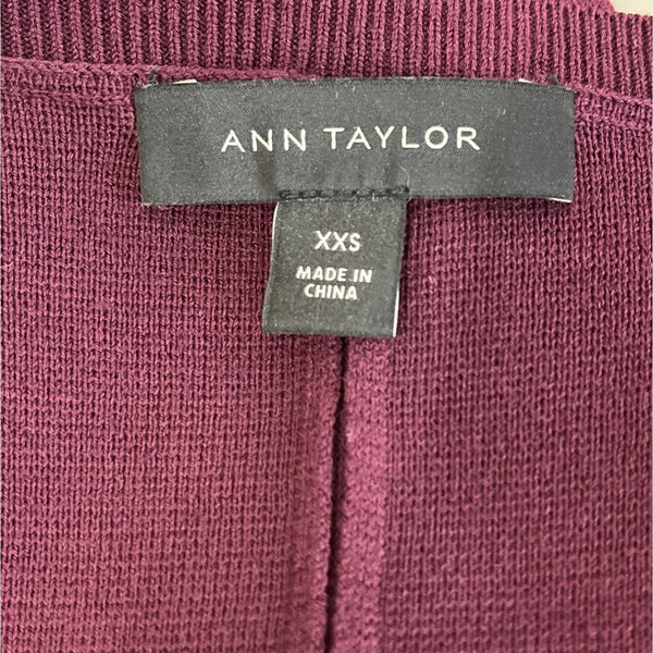 Ann Taylor Womens Burgundy Long Sleeve Fit & Flare Dress Sz XXS