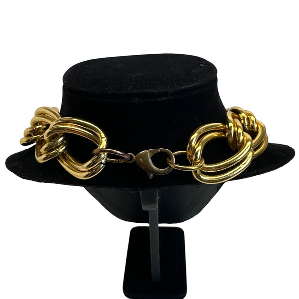 Women's Double Chain Loop Gold Tone Necklace  - 21in