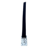 Vintage Silver Buckle Elastic Black Waist Belt With Scalloped Faux Leather Design For Women
