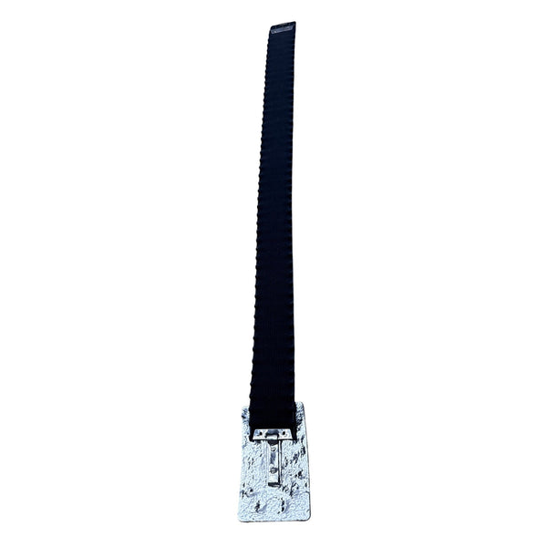 Vintage Silver Buckle Elastic Black Waist Belt With Scalloped Faux Leather Design For Women