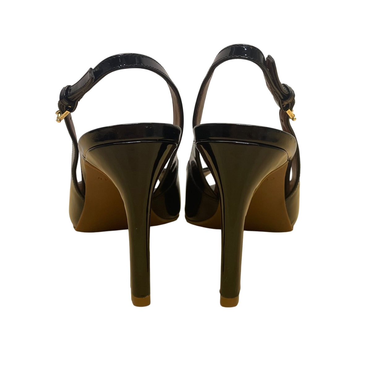 Cole Haan Womens Black Patent Leather Peep-Toe Juliana Slingback Heels Size 7B