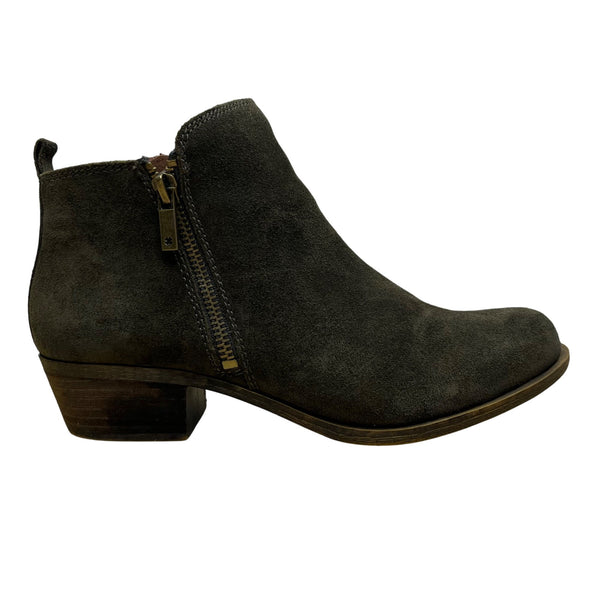 Lucky Brand Women’s Dark Green Suede LK-Basel Zip Closure Ankle Booties Size 8M