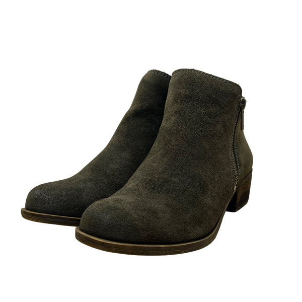 Lucky Brand Women’s Dark Green Suede LK-Basel Zip Closure Ankle Booties Size 8M