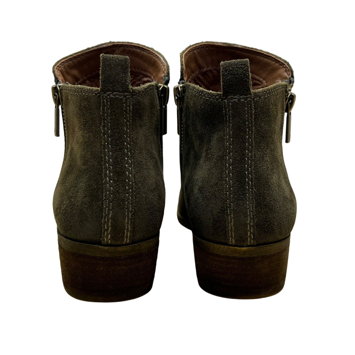 Lucky Brand Women’s Dark Green Suede LK-Basel Zip Closure Ankle Booties Size 8M