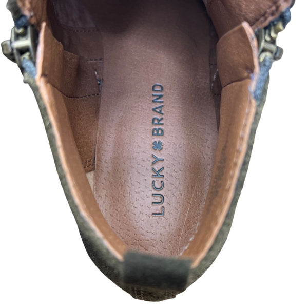 Lucky Brand Women’s Dark Green Suede LK-Basel Zip Closure Ankle Booties Size 8M