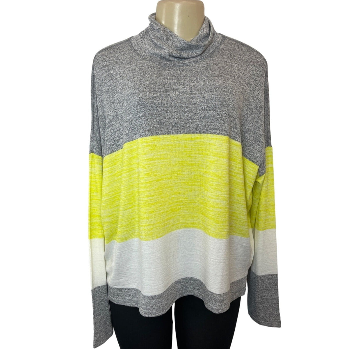 Banana Republic Women's Gray, White & Yellow Cowl Neck Sweater Sz XL- NWT
