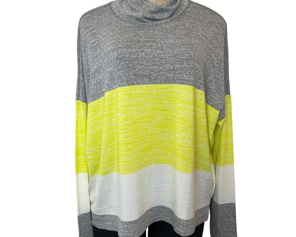 Banana Republic Women's Gray, White & Yellow Cowl Neck Sweater Sz XL- NWT