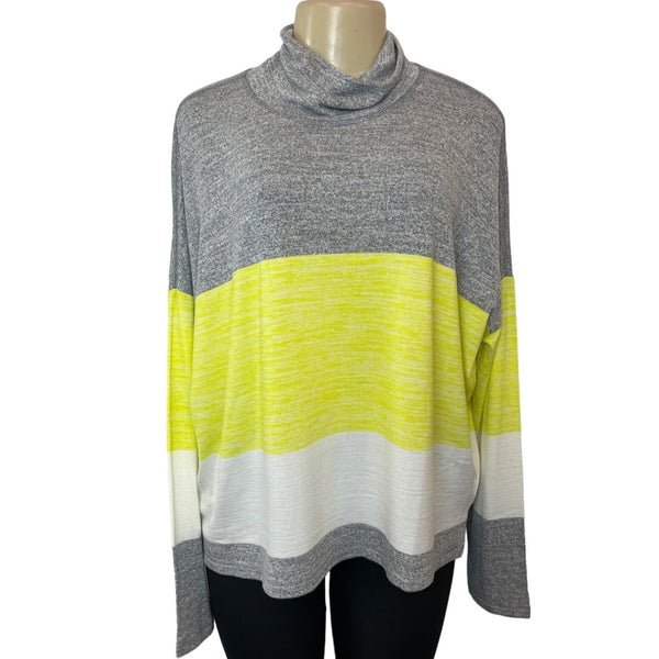 Banana Republic Women's Gray, White & Yellow Cowl Neck Sweater Sz XL- NWT