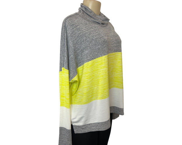 Banana Republic Women's Gray, White & Yellow Cowl Neck Sweater Sz XL- NWT