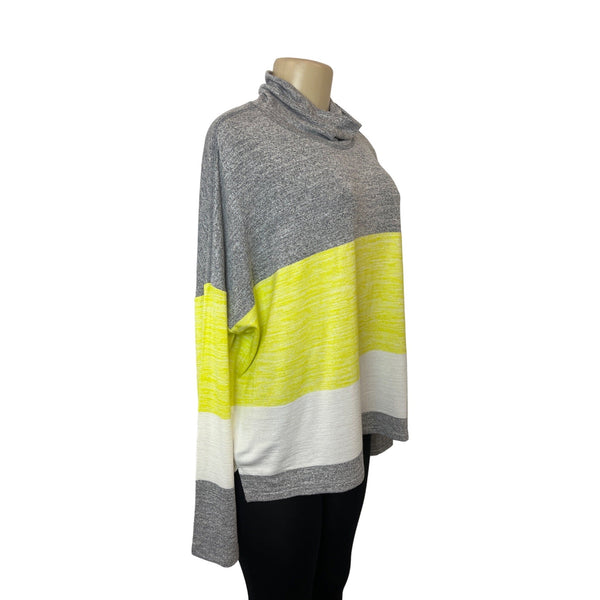 Banana Republic Women's Gray, White & Yellow Cowl Neck Sweater Sz XL- NWT