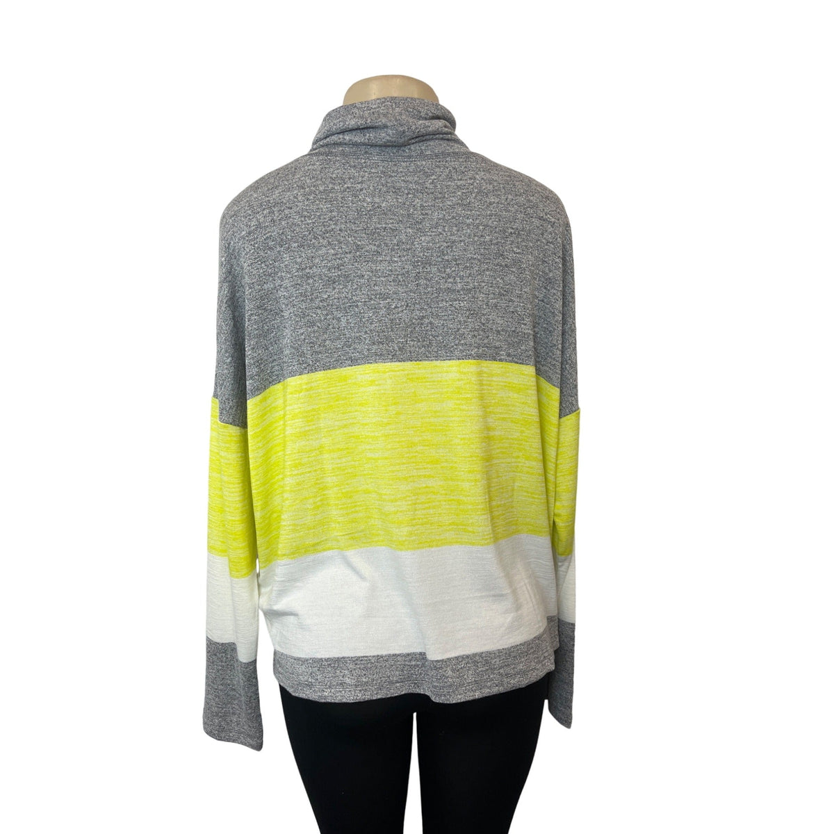 Banana Republic Women's Gray, White & Yellow Cowl Neck Sweater Sz XL- NWT
