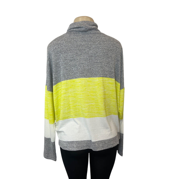 Banana Republic Women's Gray, White & Yellow Cowl Neck Sweater Sz XL- NWT
