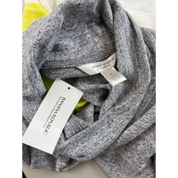 Banana Republic Women's Gray, White & Yellow Cowl Neck Sweater Sz XL- NWT