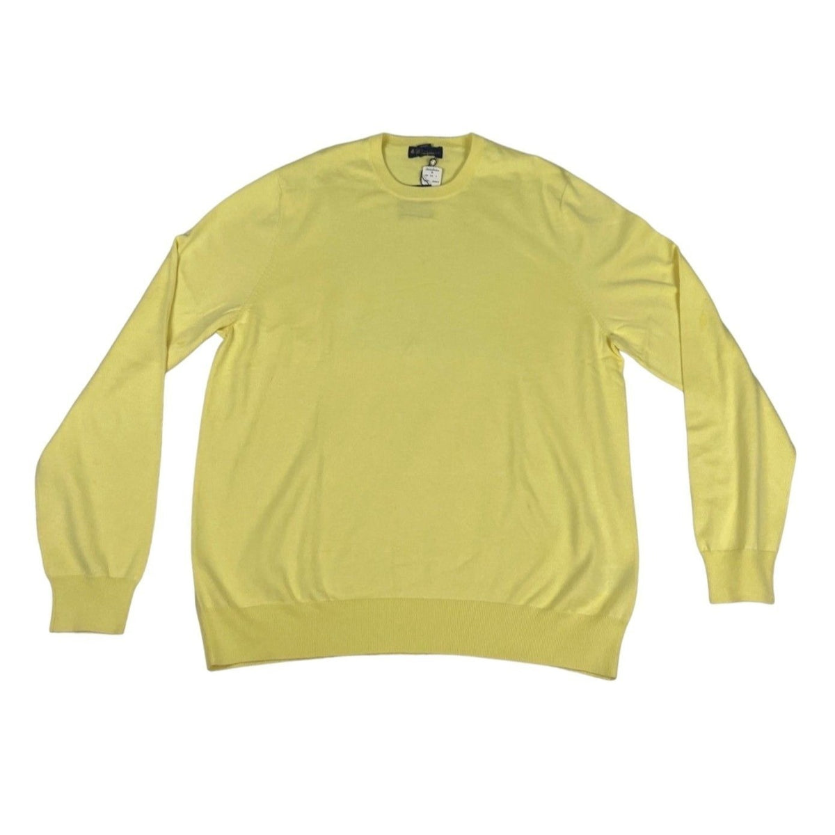 Brooks Brothers Men's Pastel Yellow Long Sleeve Round Neck Sweater Sz XL - NWT