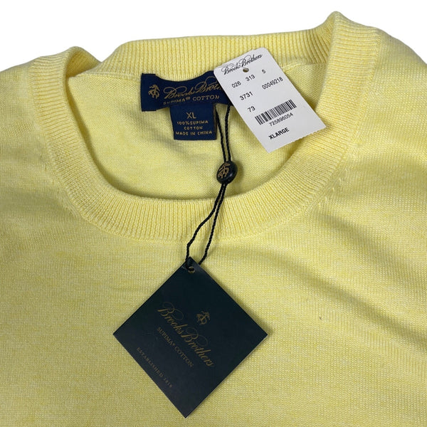 Brooks Brothers Men's Pastel Yellow Long Sleeve Round Neck Sweater Sz XL - NWT