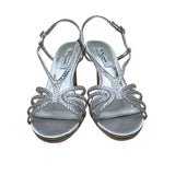 Nina Women’s Silver Jolie Strappy Rhinestone High Heel Sandals Size 8.5M