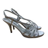 Nina Women’s Silver Jolie Strappy Rhinestone High Heel Sandals Size 8.5M