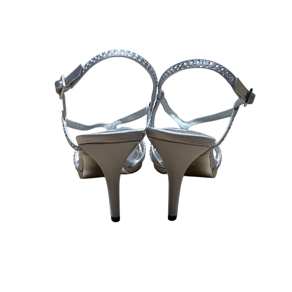Nina Women’s Silver Jolie Strappy Rhinestone High Heel Sandals Size 8.5M
