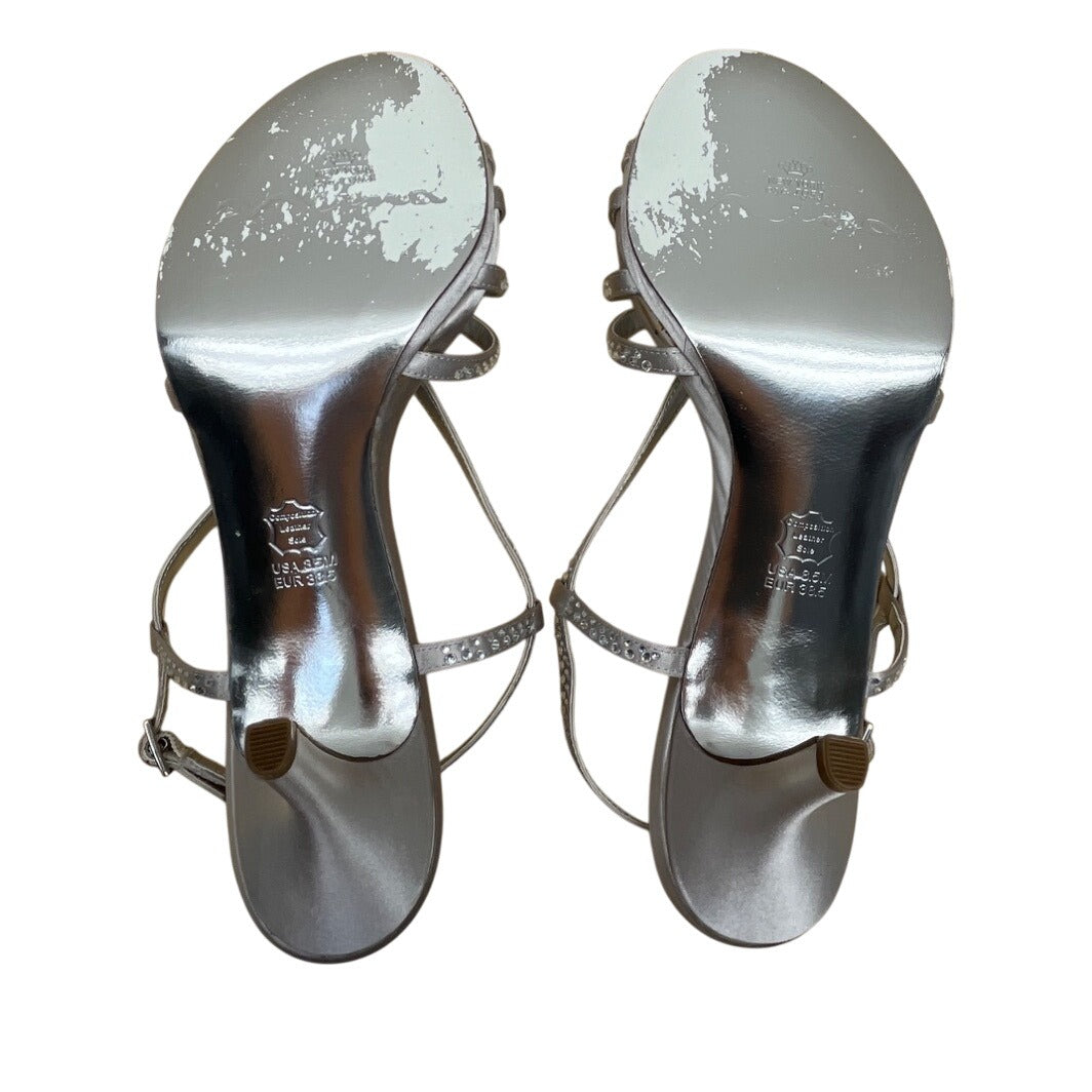 Nina Women’s Silver Jolie Strappy Rhinestone High Heel Sandals Size 8.5M