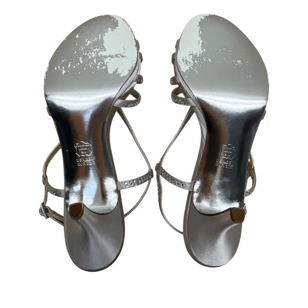 Nina Women’s Silver Jolie Strappy Rhinestone High Heel Sandals Size 8.5M