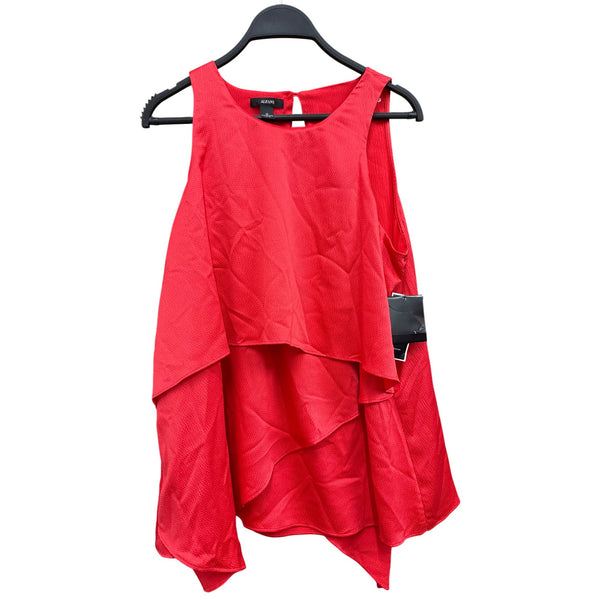 Alfani Womens Red Sleeveless Layered Asymmetrical Hem Top Size 12 Polyester