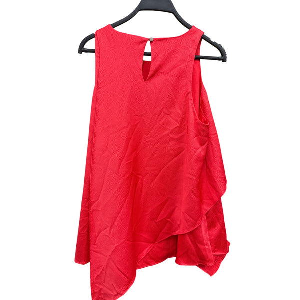 Alfani Womens Red Sleeveless Layered Asymmetrical Hem Top Size 12 Polyester