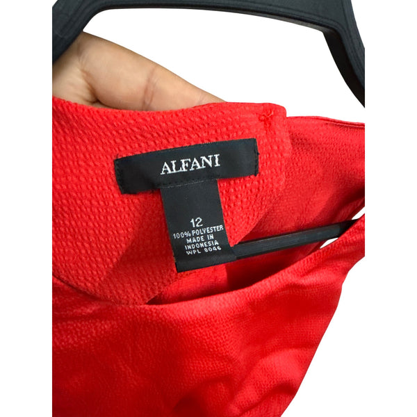 Alfani Womens Red Sleeveless Layered Asymmetrical Hem Top Size 12 Polyester