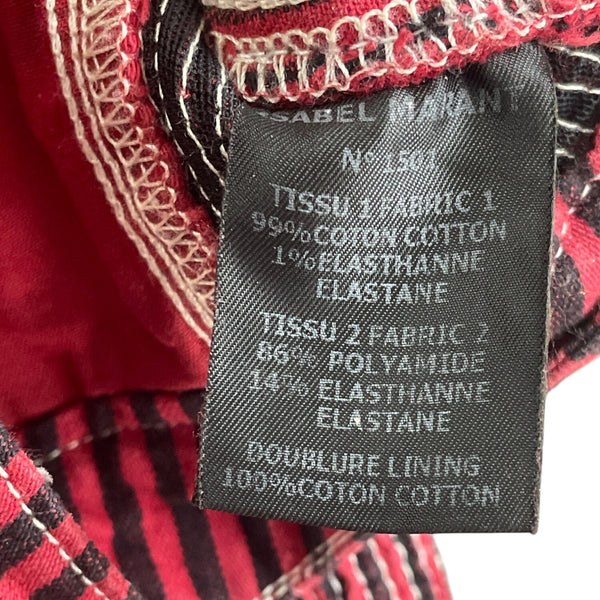 Isabel Marant Women’s Burgundy & Black Striped Capri Pants Lace-Up Size 2