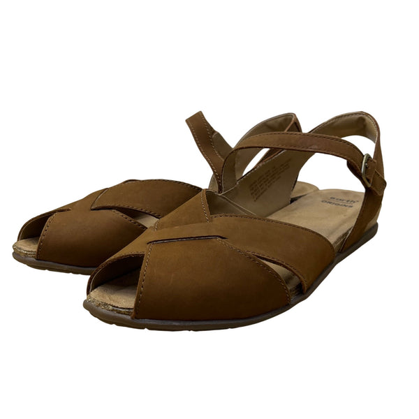 Earth Origins Women’s Almond Leather Adhesive Strap Palomos Percy Sandals Sz 11